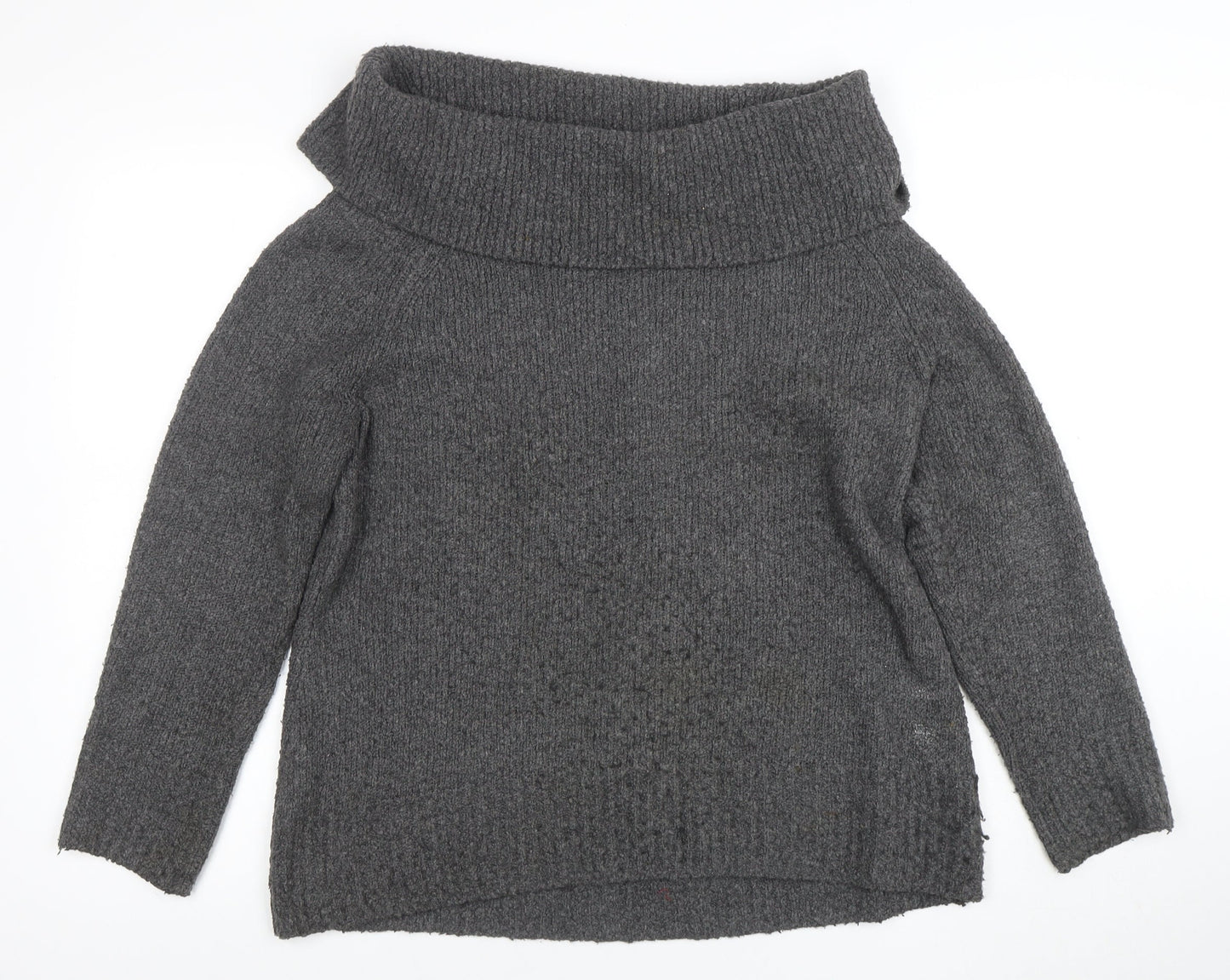 Orvis Women's Grey Cowl Neck Chunky Knit Jumper Size M