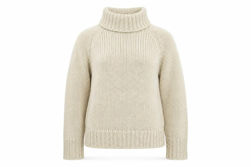 DIVIDED Women's Beige Roll Neck Chunky Knit Jumper XS