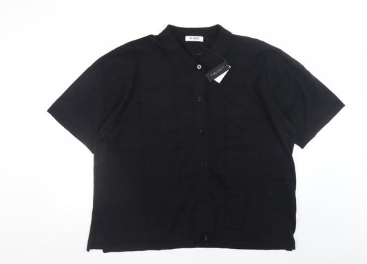 4th & Reckless Women's Black Collared Short Sleeve Knit Cardigan Size 16