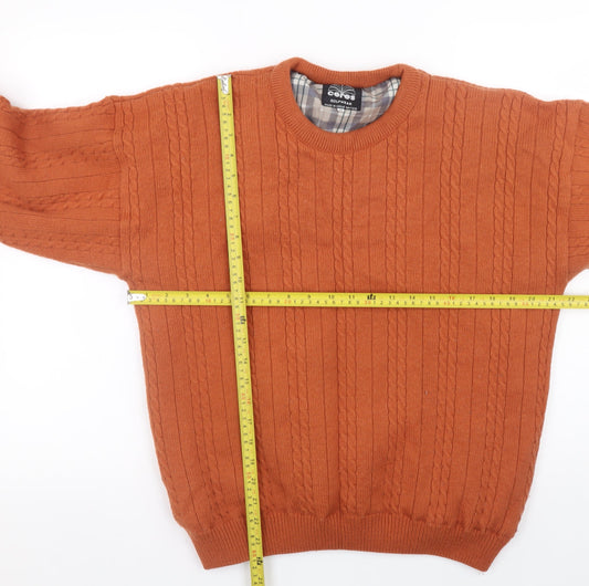 Ceres Golfwear Men’s Brown Cable Knit Cotton Pullover Sweatshirt M
