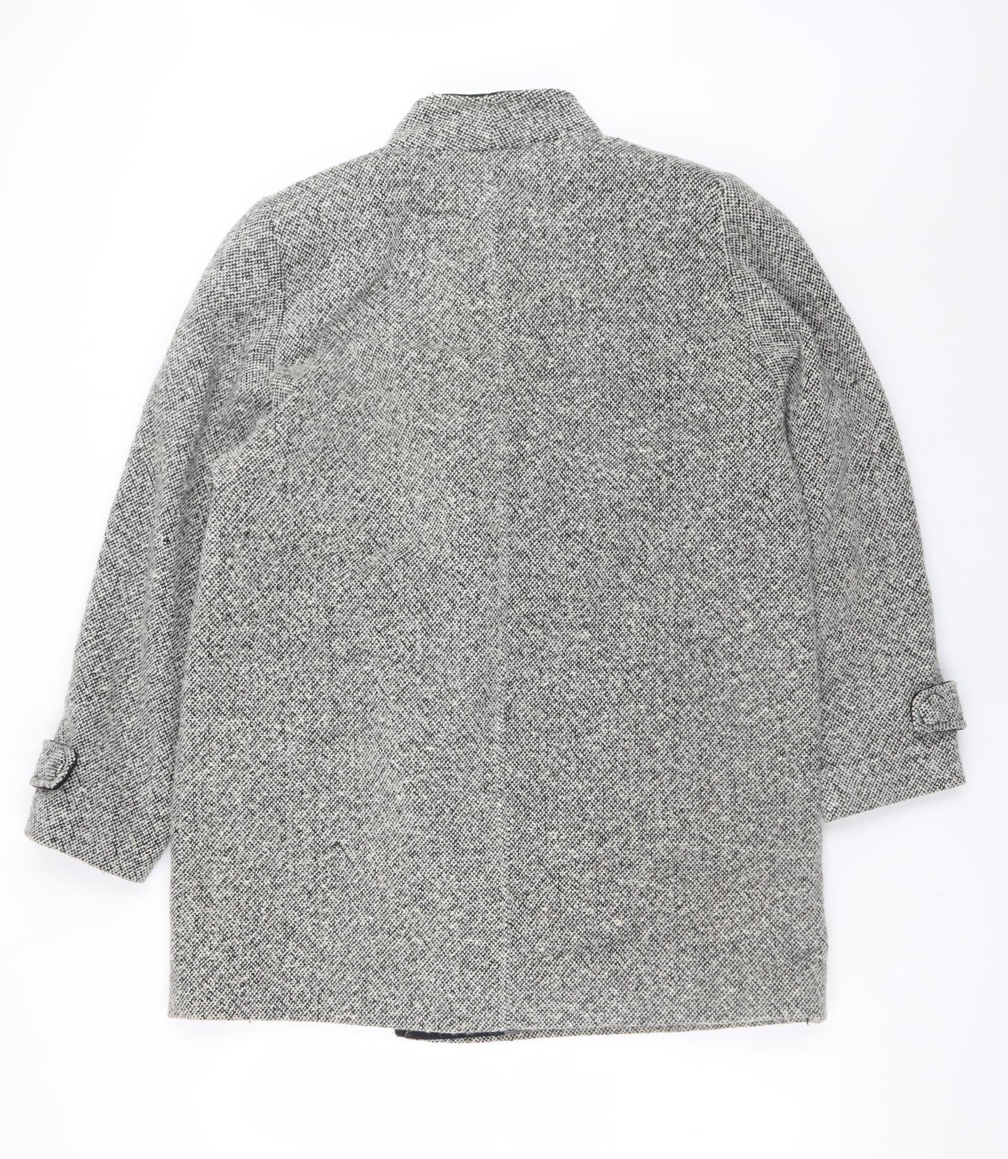 Kesta London Women's Grey Wool Blend Tweed Overcoat Size 14