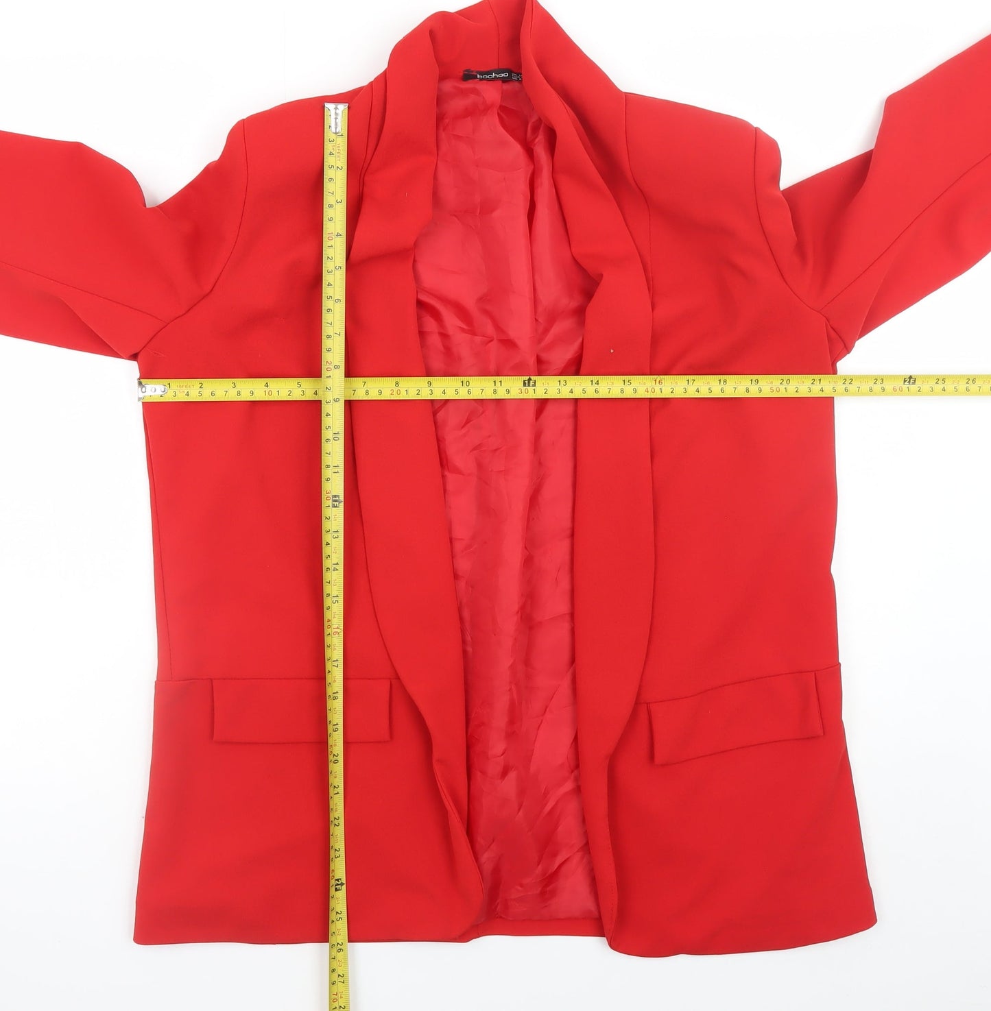 Boohoo Women’s Red Blazer Jacket Size 12 Regular Fit Lined