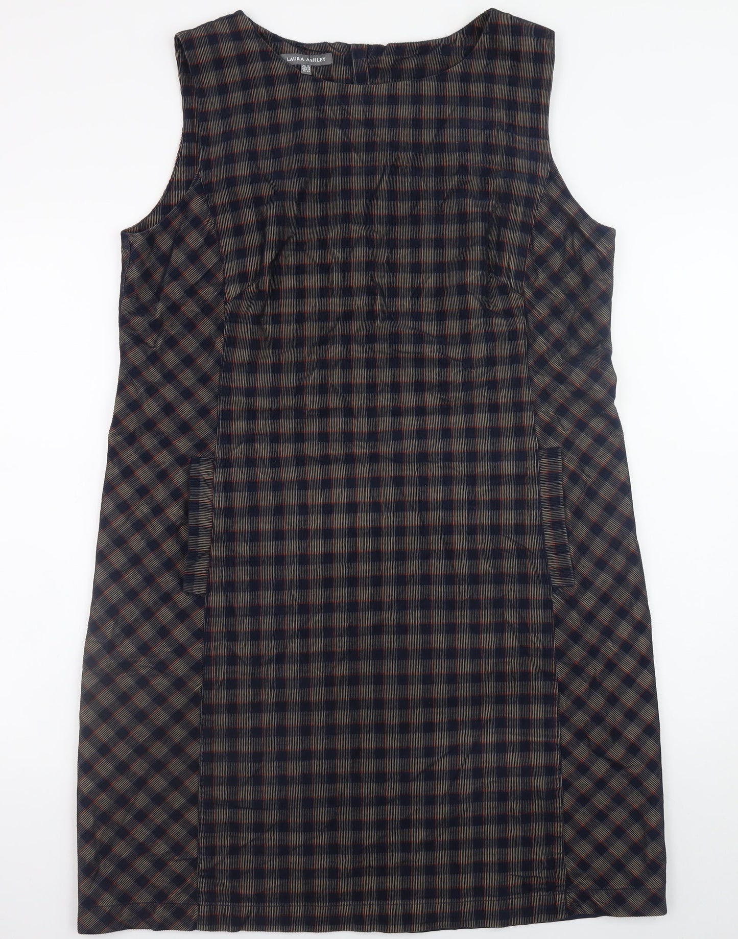 Laura Ashley Women's Multicoloured Check Sleeveless Shift Dress Size 16