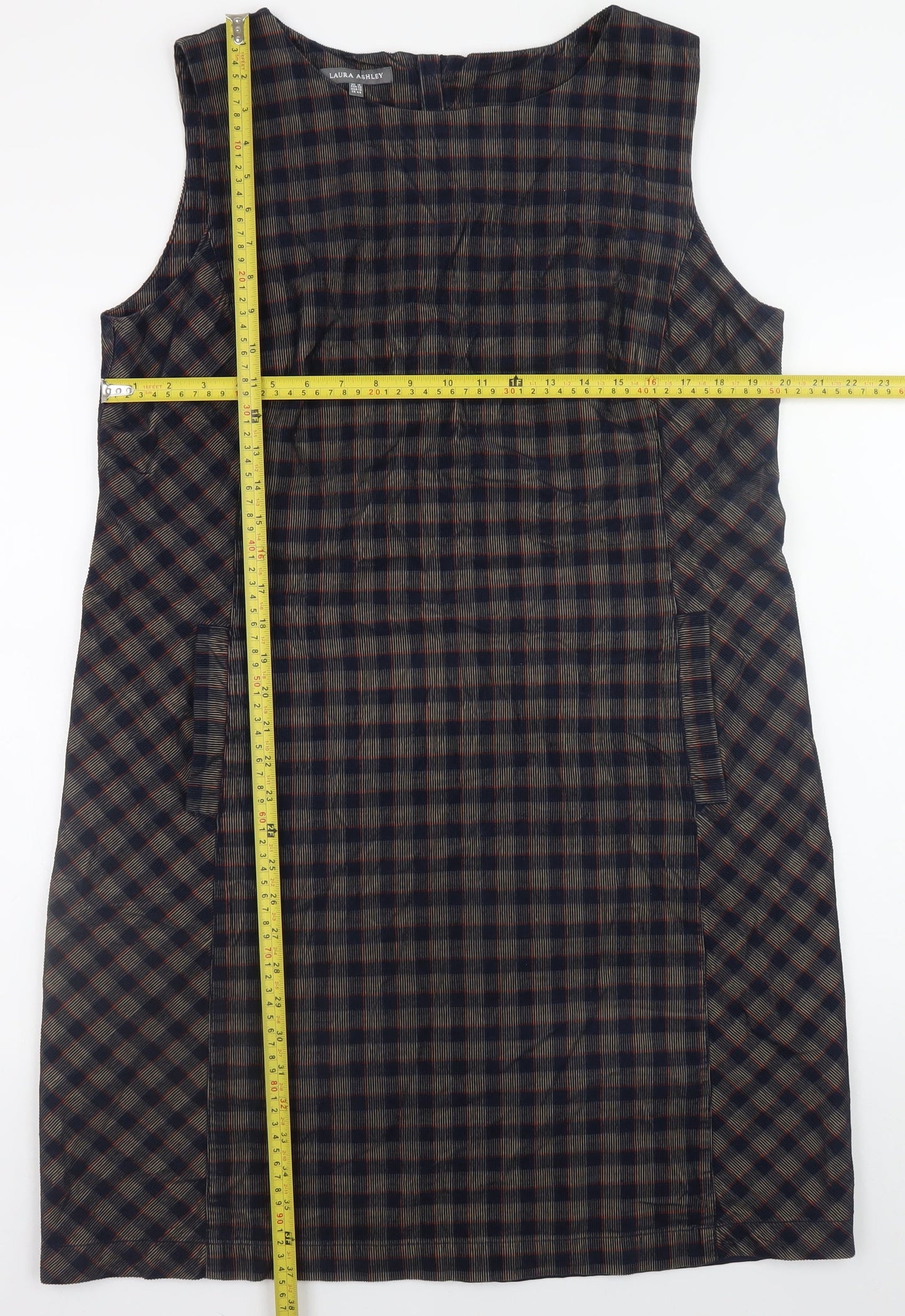 Laura Ashley Women's Multicoloured Check Sleeveless Shift Dress Size 16