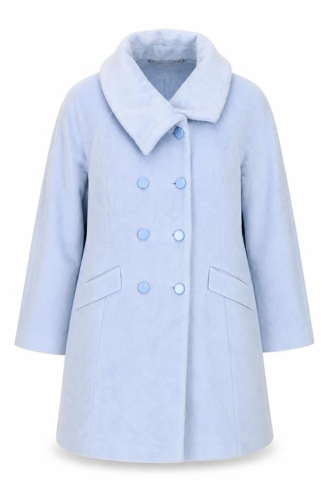 Country Casuals Women's Blue Wool Blend Mid-Length Overcoat Size 18