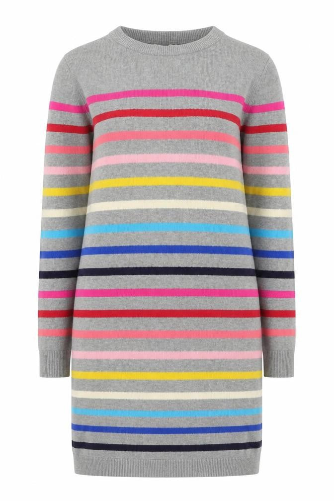 Gap Kids Girls Grey Striped Knit Sweater Dress XXL Long Sleeve Cotton Blend