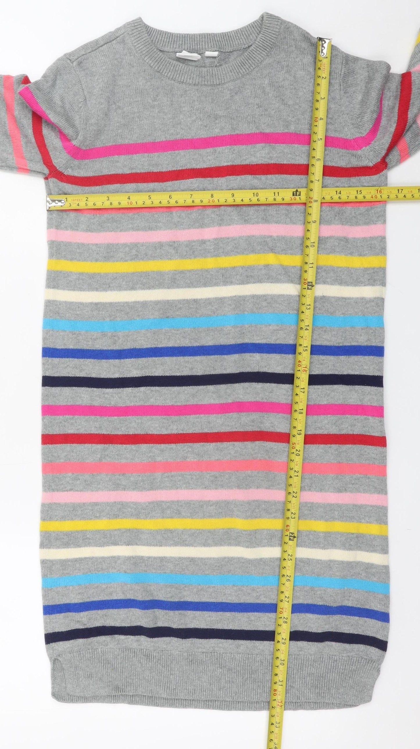 GAP Kids Girls Grey Striped Knit Sweater Dress XXL Long Sleeve Cotton Blend