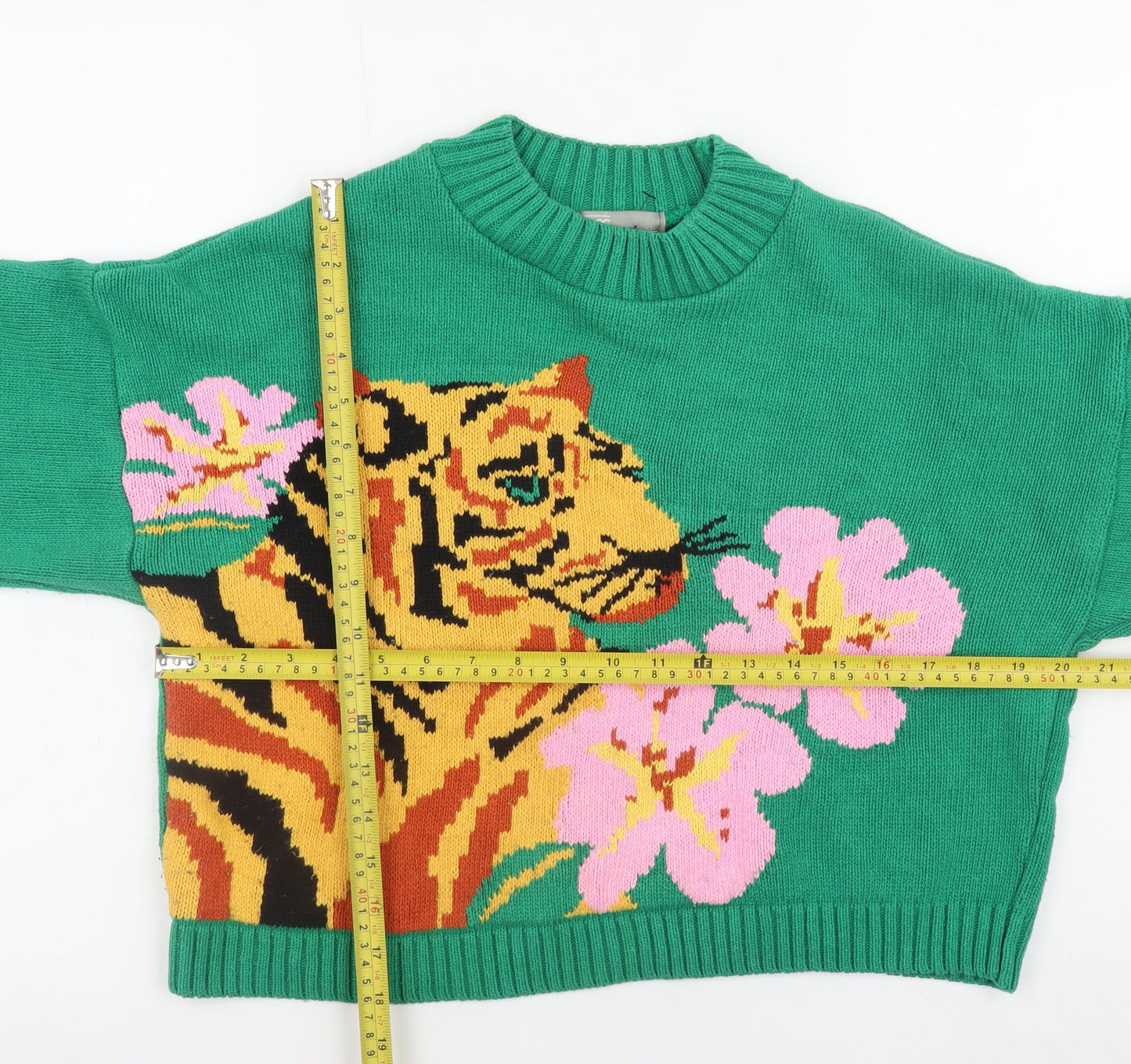 ASOS Women’s Green Tiger Floral Pullover Jumper Size 10