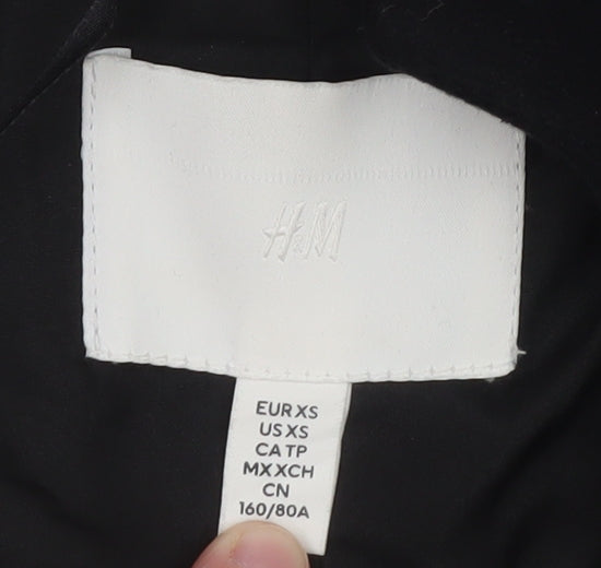H&M Women's Black XS Long Button Overcoat Classic Style
