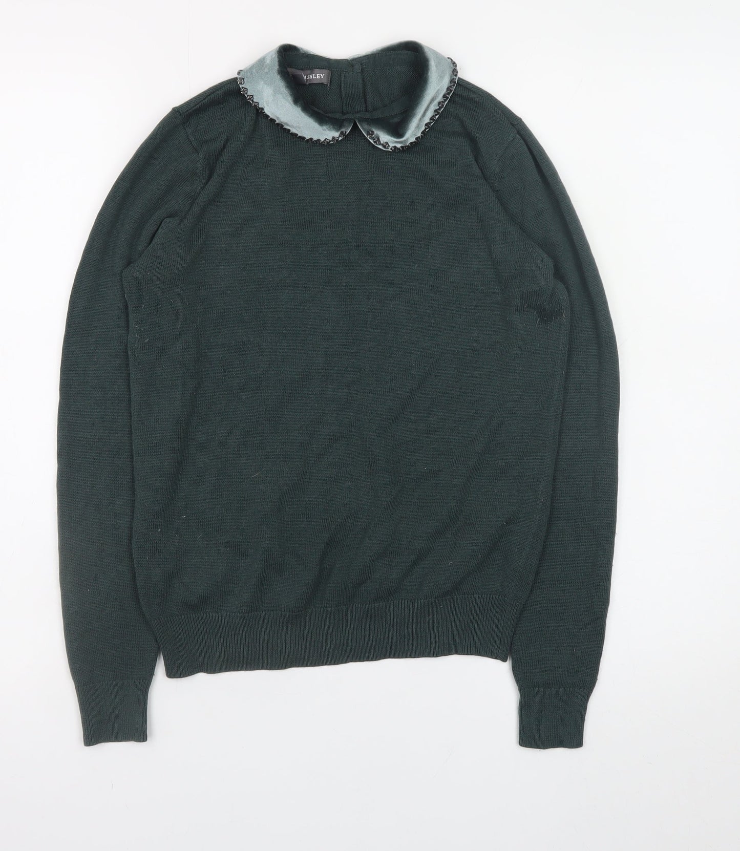 Laura Ashley Women's Green UK 8 Jumper with Velvet Collar