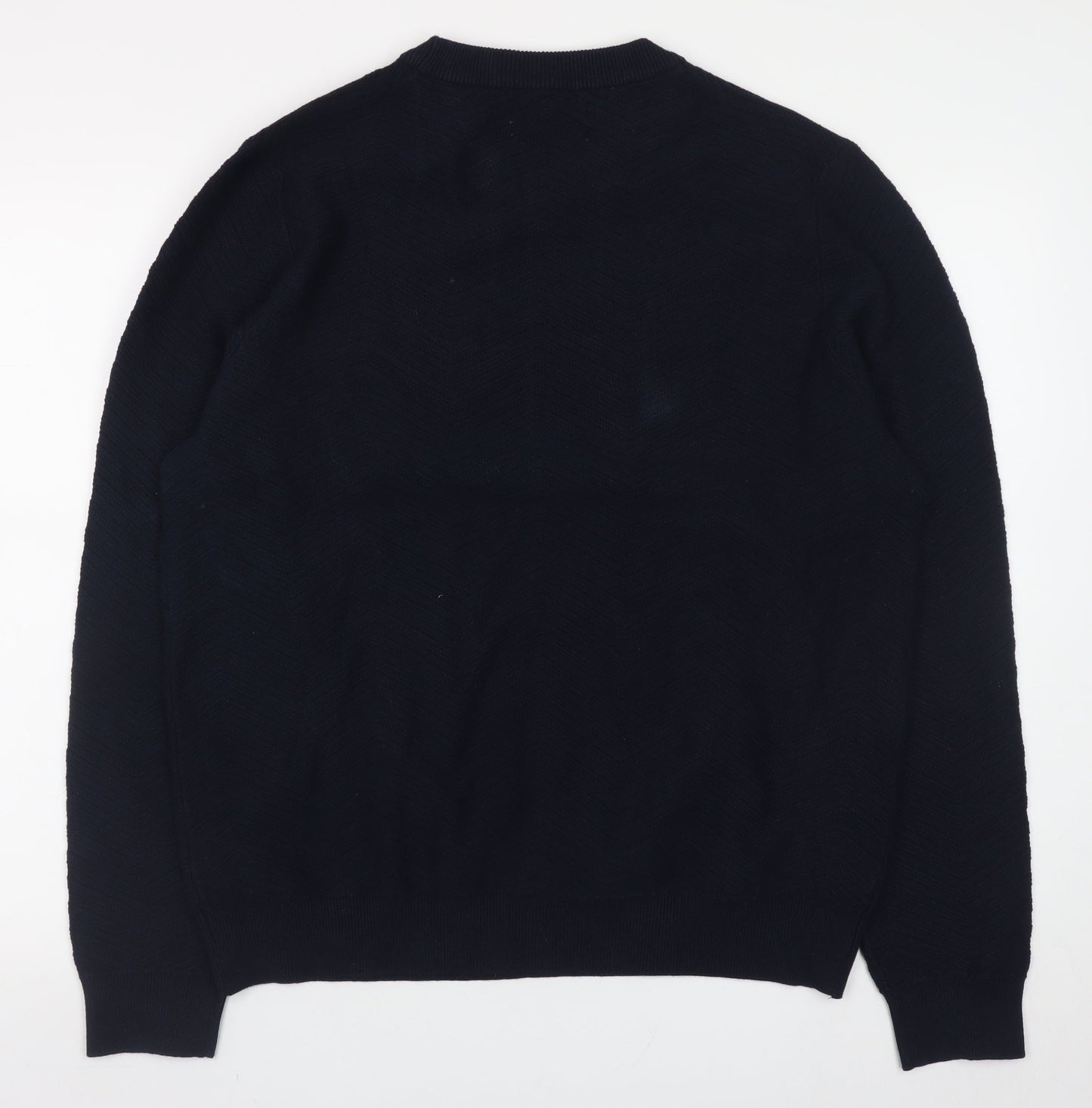 Marks and Spencer Men’s Blue Cotton Blend Crew Neck Jumper L