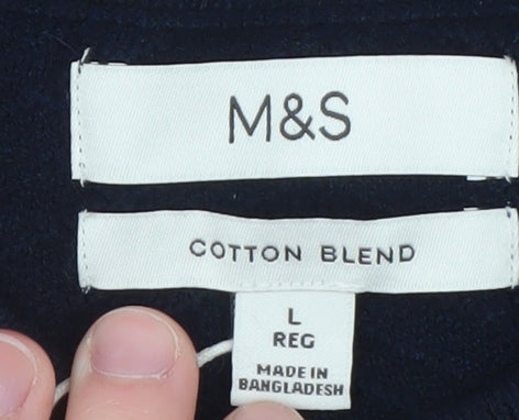 Marks and Spencer Men’s Blue Cotton Blend Crew Neck Jumper L