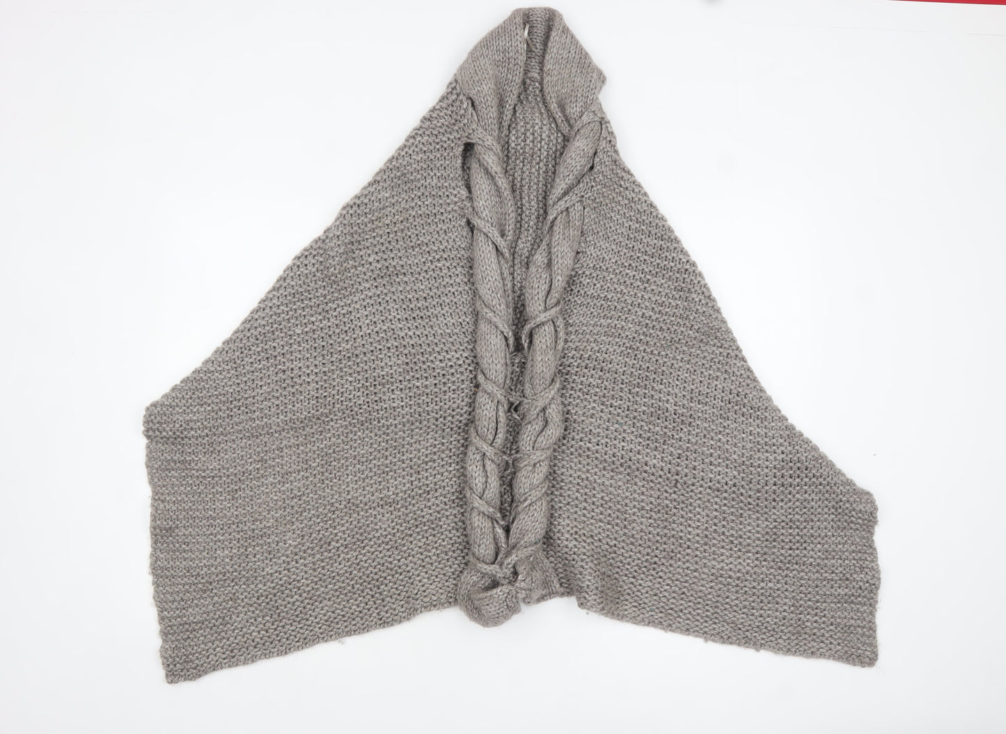 Mango Women Grey Chunky Knit Wool Acrylic Cape Jumper One Size