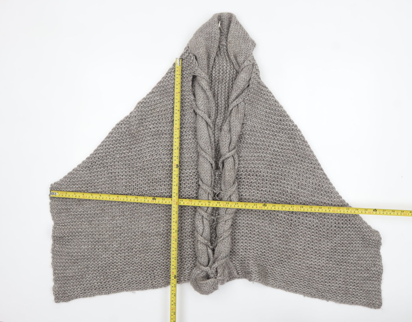Mango Women Grey Chunky Knit Wool Acrylic Cape Jumper One Size