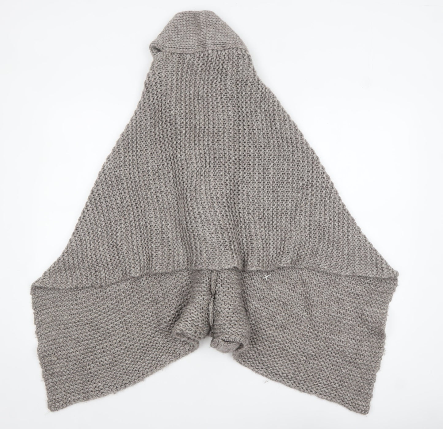 Mango Women Grey Chunky Knit Wool Acrylic Cape Jumper One Size