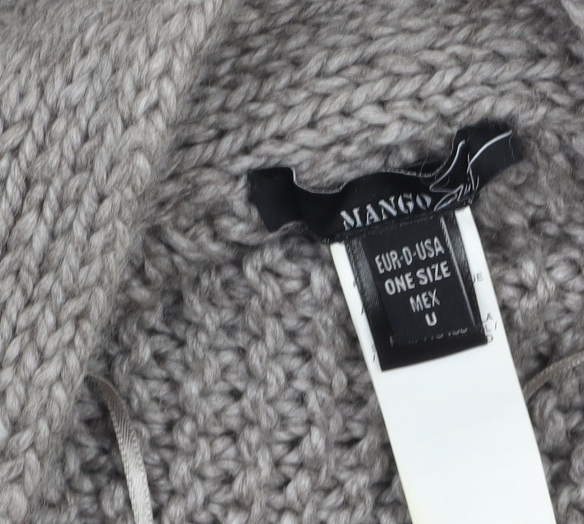 Mango Women Grey Chunky Knit Wool Acrylic Cape Jumper One Size