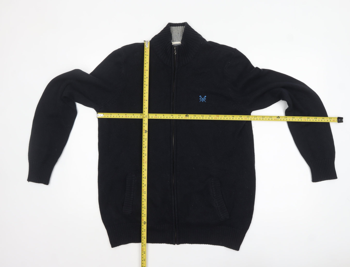 Crew Clothing Co. Men's Black Cotton Full Zip Jumper Medium