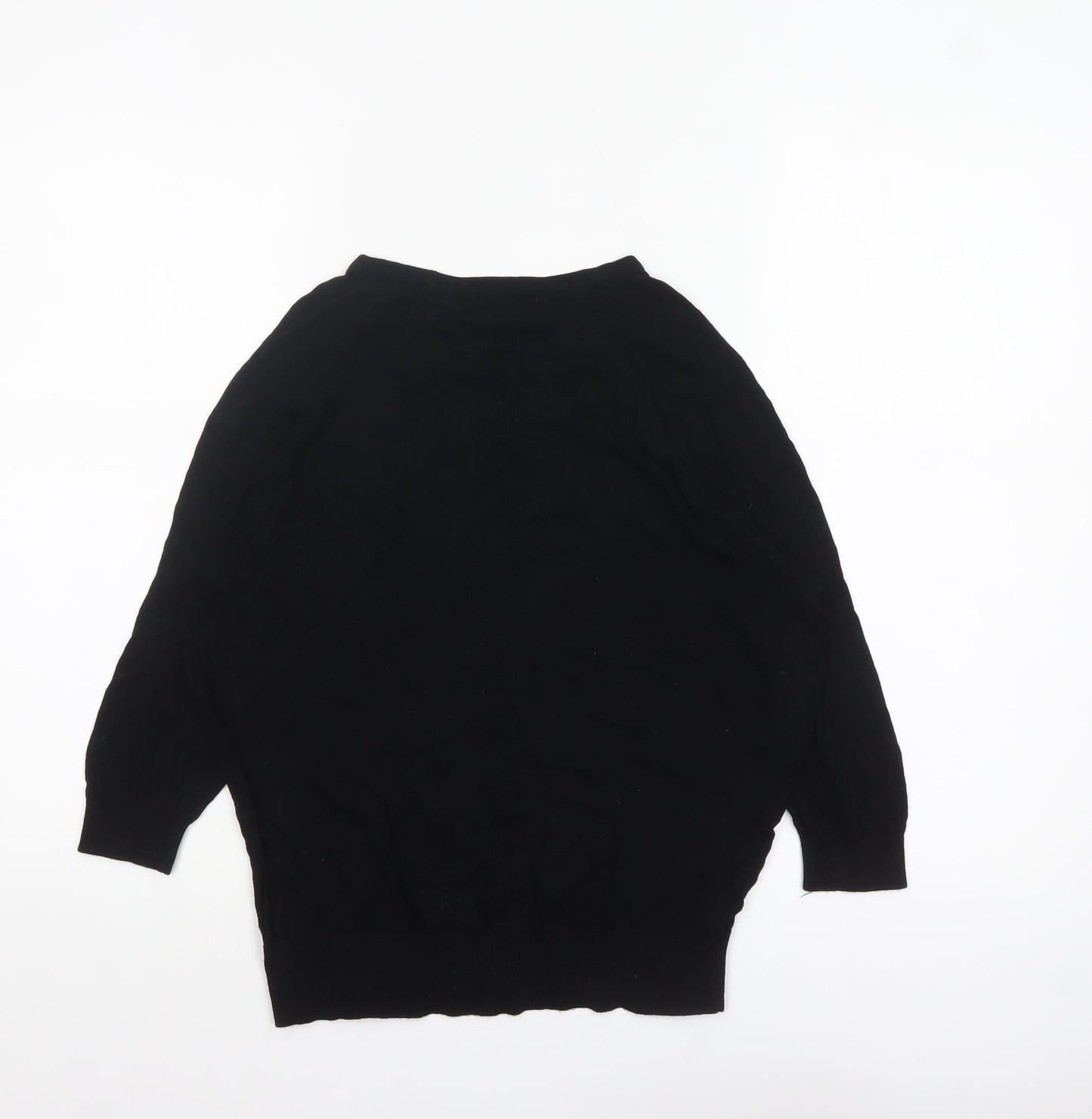 Mango Womens Black Cotton Crew Neck Pullover Jumper Size 12