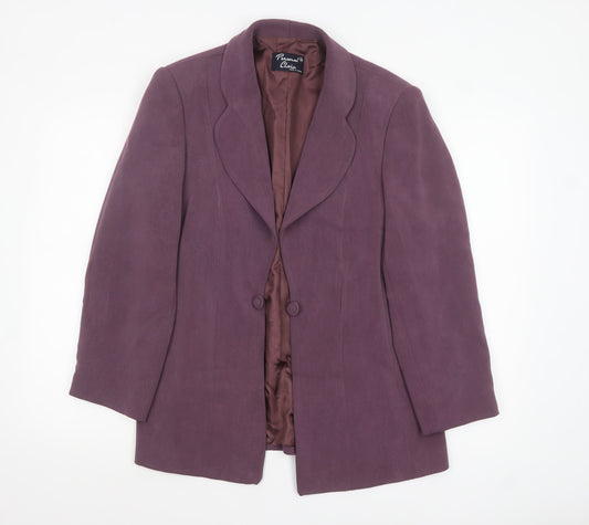 Personal Choice Women Purple Size 16 Classic Lined Single-Breasted Blazer