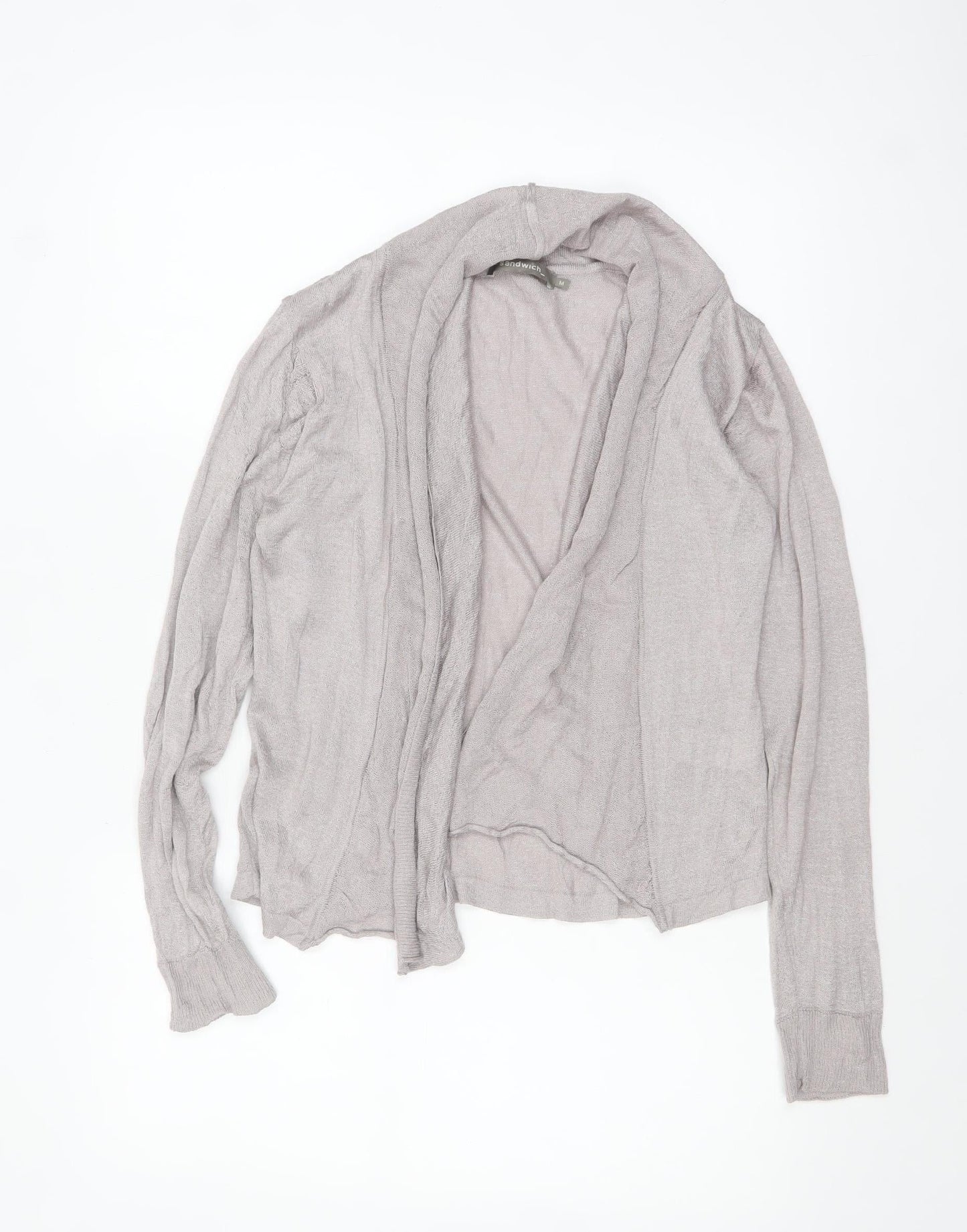 Sandwich Womens Grey Open Knit Long Sleeve Cardigan M