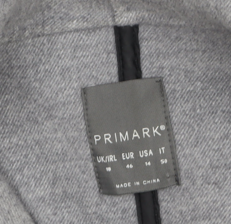 Primark Women's Grey Belted Mid-Length Overcoat Size 18