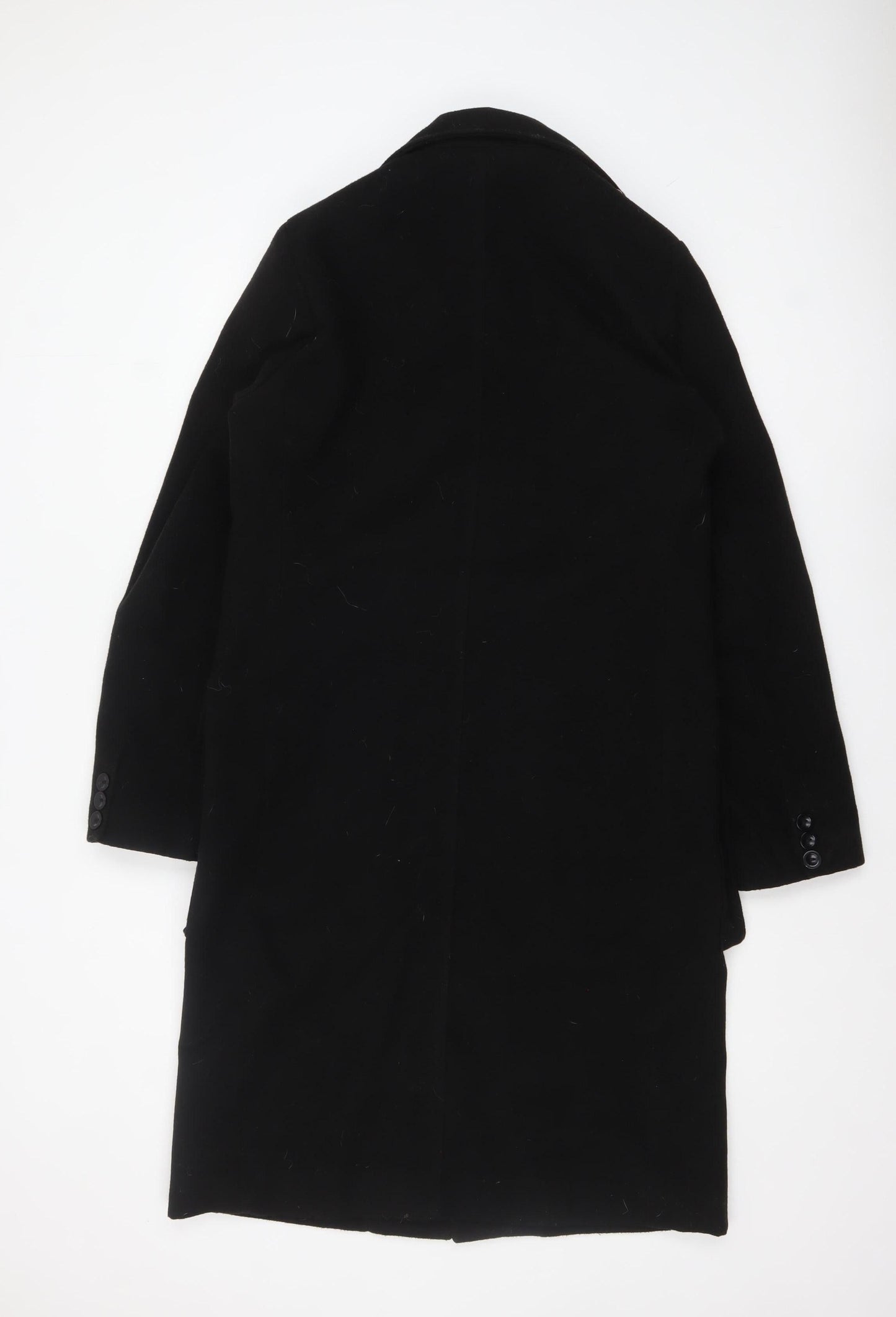 BoohooMAN Men's Black Wool Blend Long Overcoat Size L