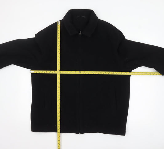 Bakerstreet Men's Black Wool Blend Mid-Length Zip Jacket L