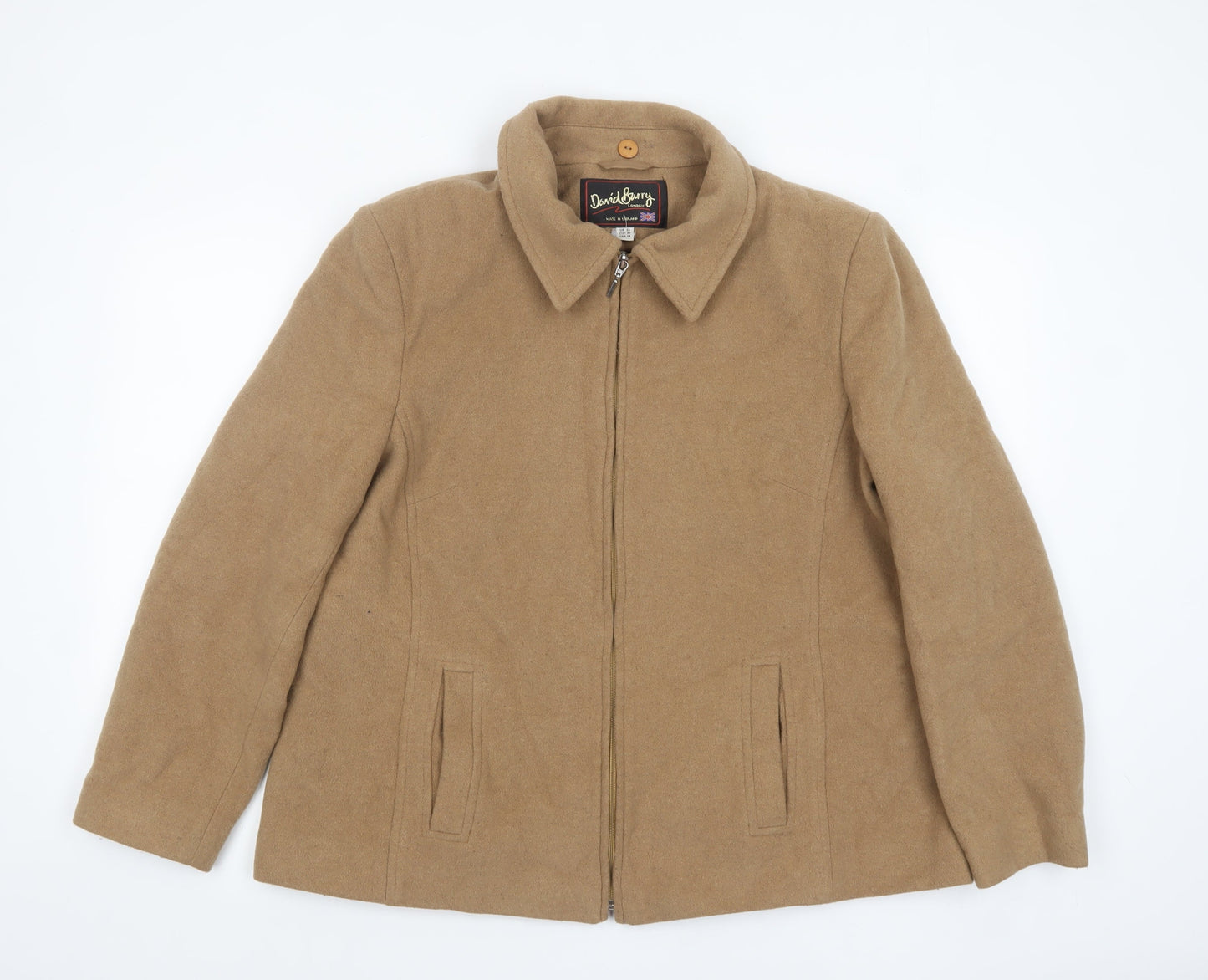 David Barry Women’s Beige Wool Blend Mid-Length Jacket UK 20