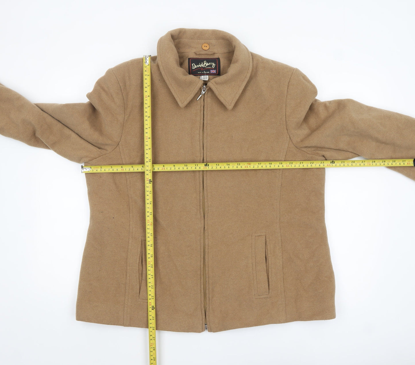 David Barry Women’s Beige Wool Blend Mid-Length Jacket UK 20