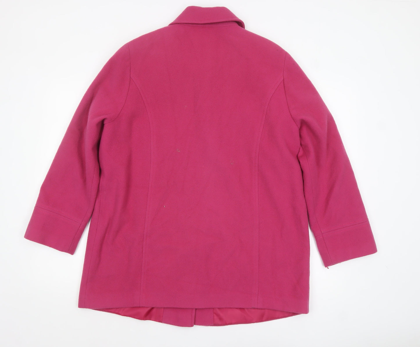 Marks and Spencer Women's Pink Wool Blend Mid-Length Button Coat Size 14