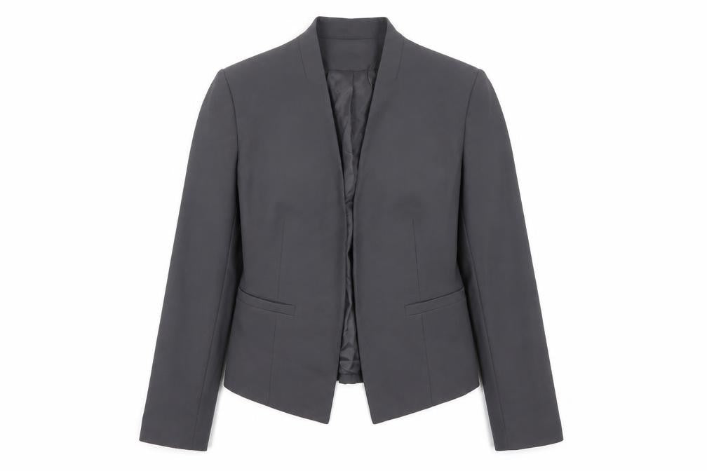 Marks and Spencer Women Grey Tailored No Collar Blazer Size 12