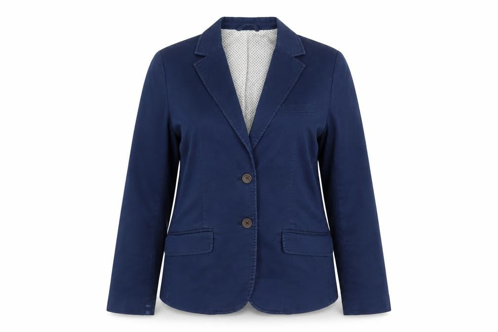 H&M L.O.G.G. Women Blue Cotton Single-Breasted Blazer UK 14