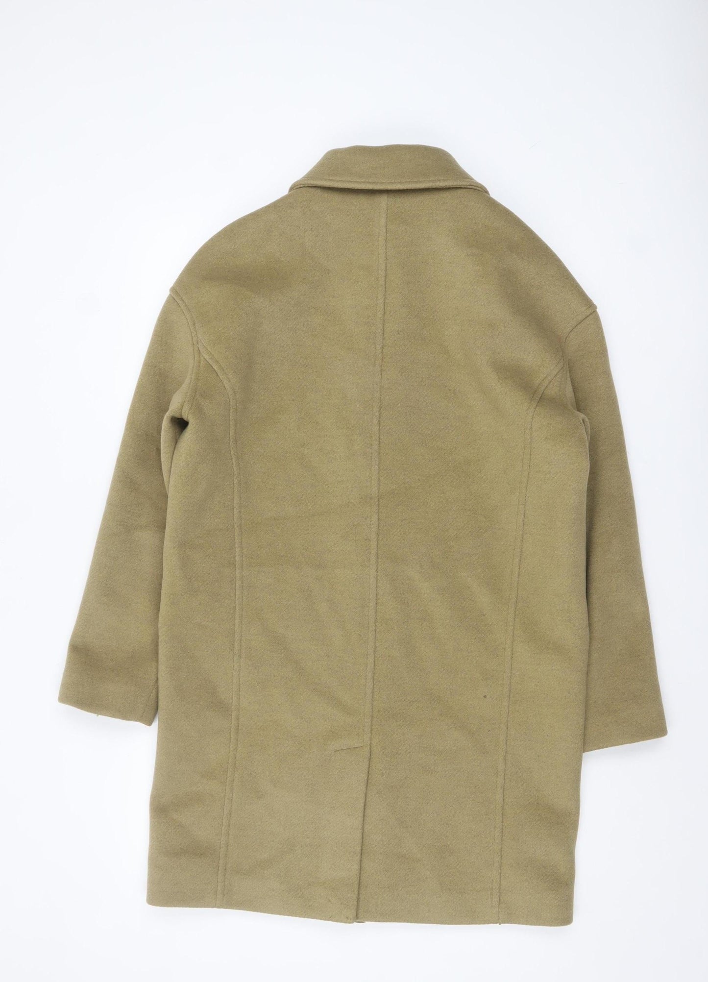 Marks and Spencer Women Beige Wool Look Mid-Length Overcoat Size 8