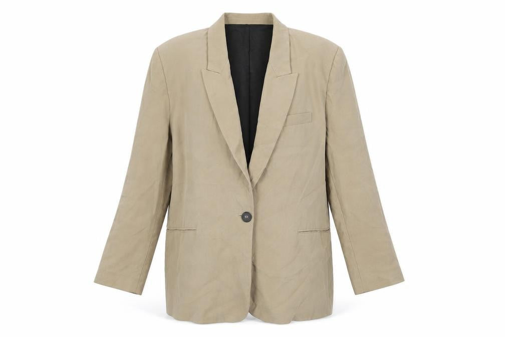 Zara Women Beige Single-Breasted Blazer Jacket XL Viscose Blend