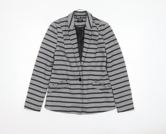 Oasis Women's Black & White Striped Blazer UK 8 Single-Breasted