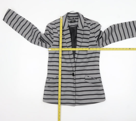 Oasis Women's Black & White Striped Blazer UK 8 Single-Breasted