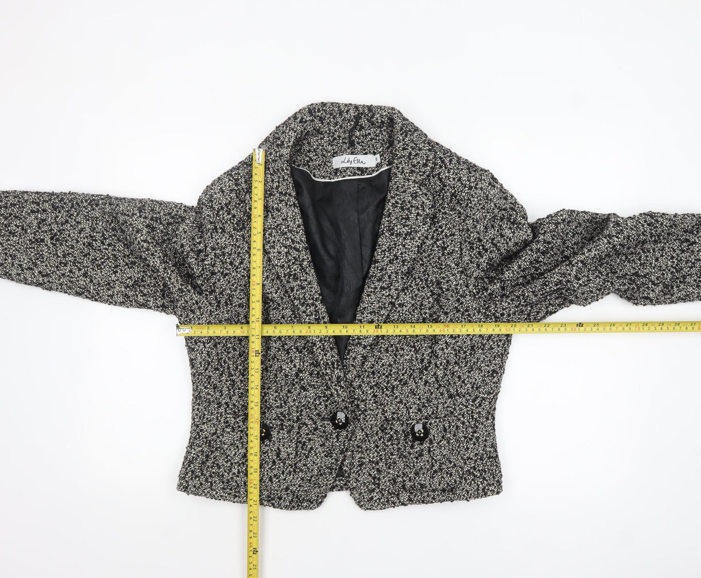 Lily Ella Womens Black Tweed Classic Blazer Size 16