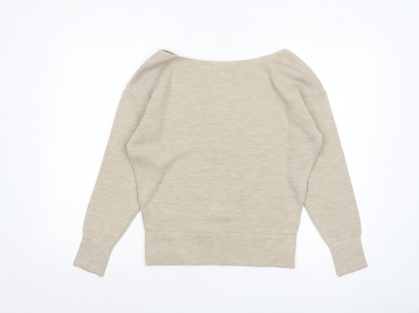 THE ROCKN REV Women’s Beige Boat Neck Acrylic Jumper Size 10