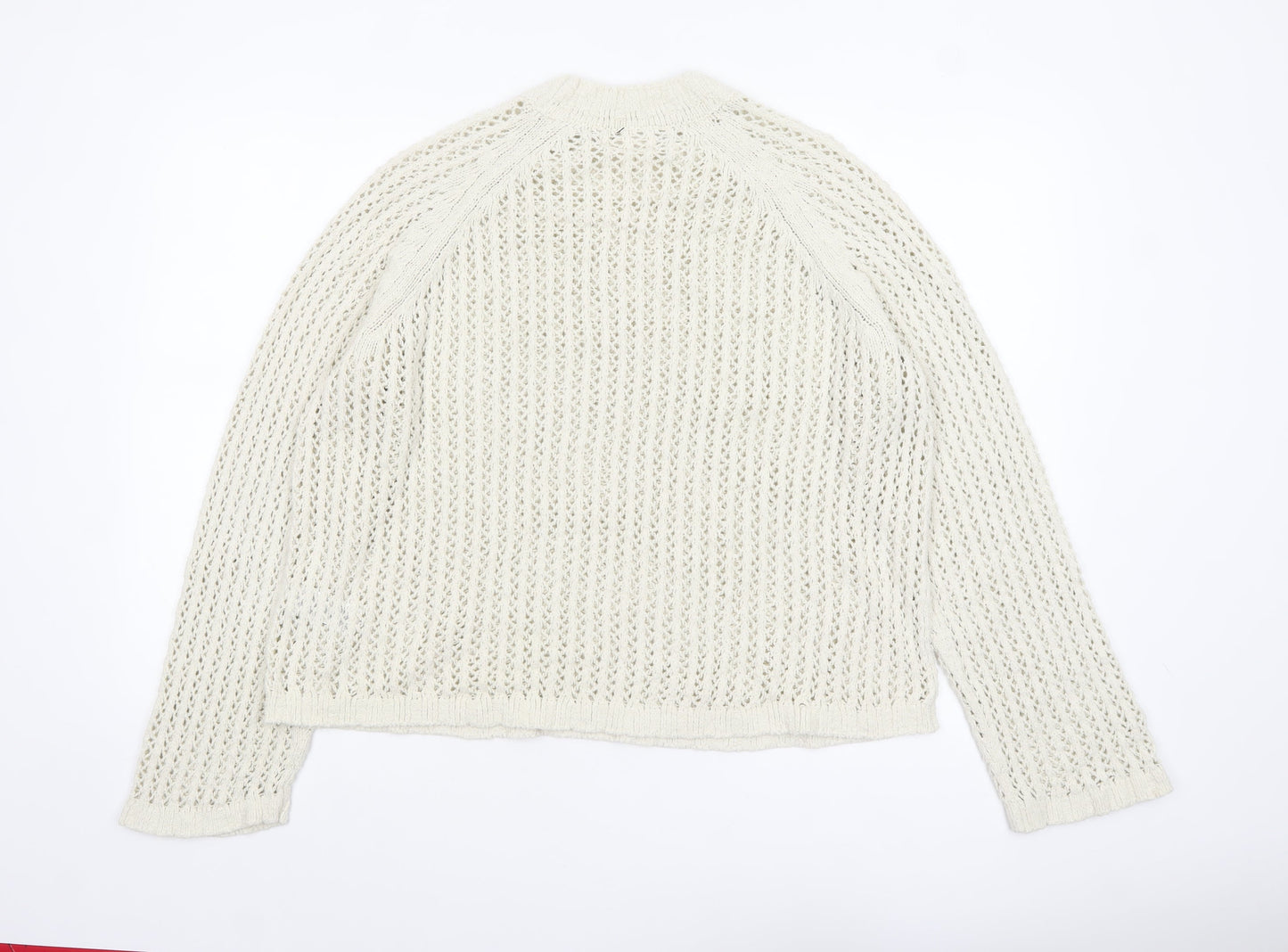 Marks and Spencer Per Una Women's Ivory Open-Knit Cotton Jumper L