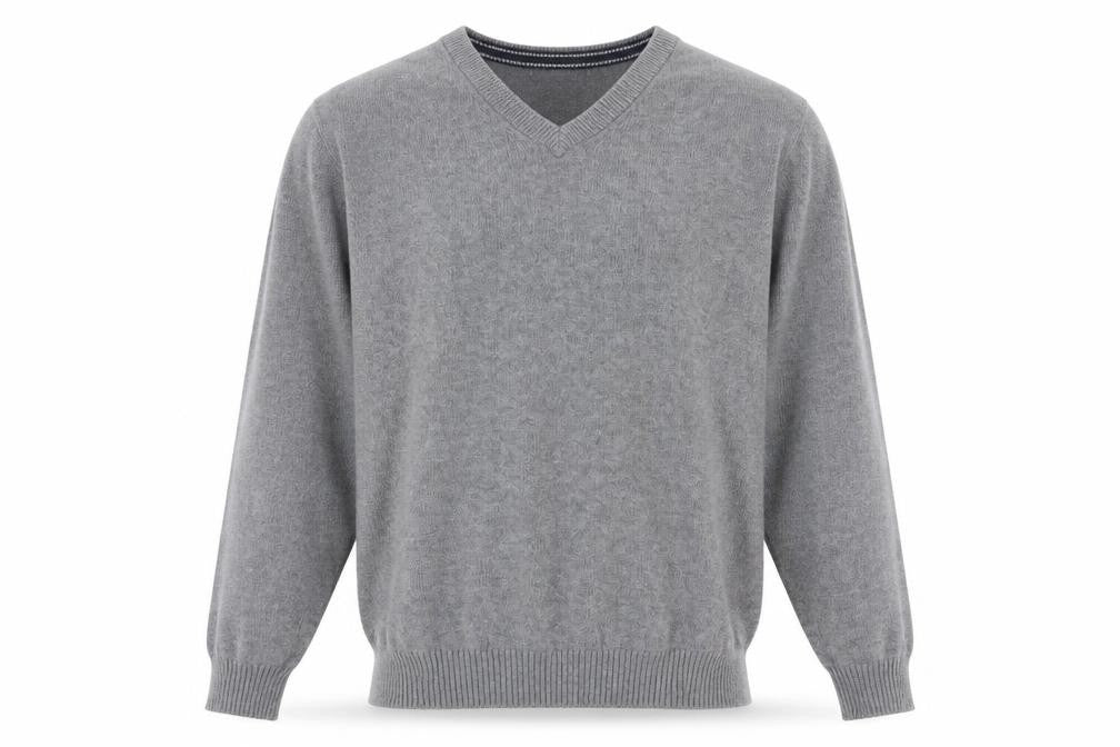 Maine New England Men's Grey Wool V-Neck Pullover Jumper XL