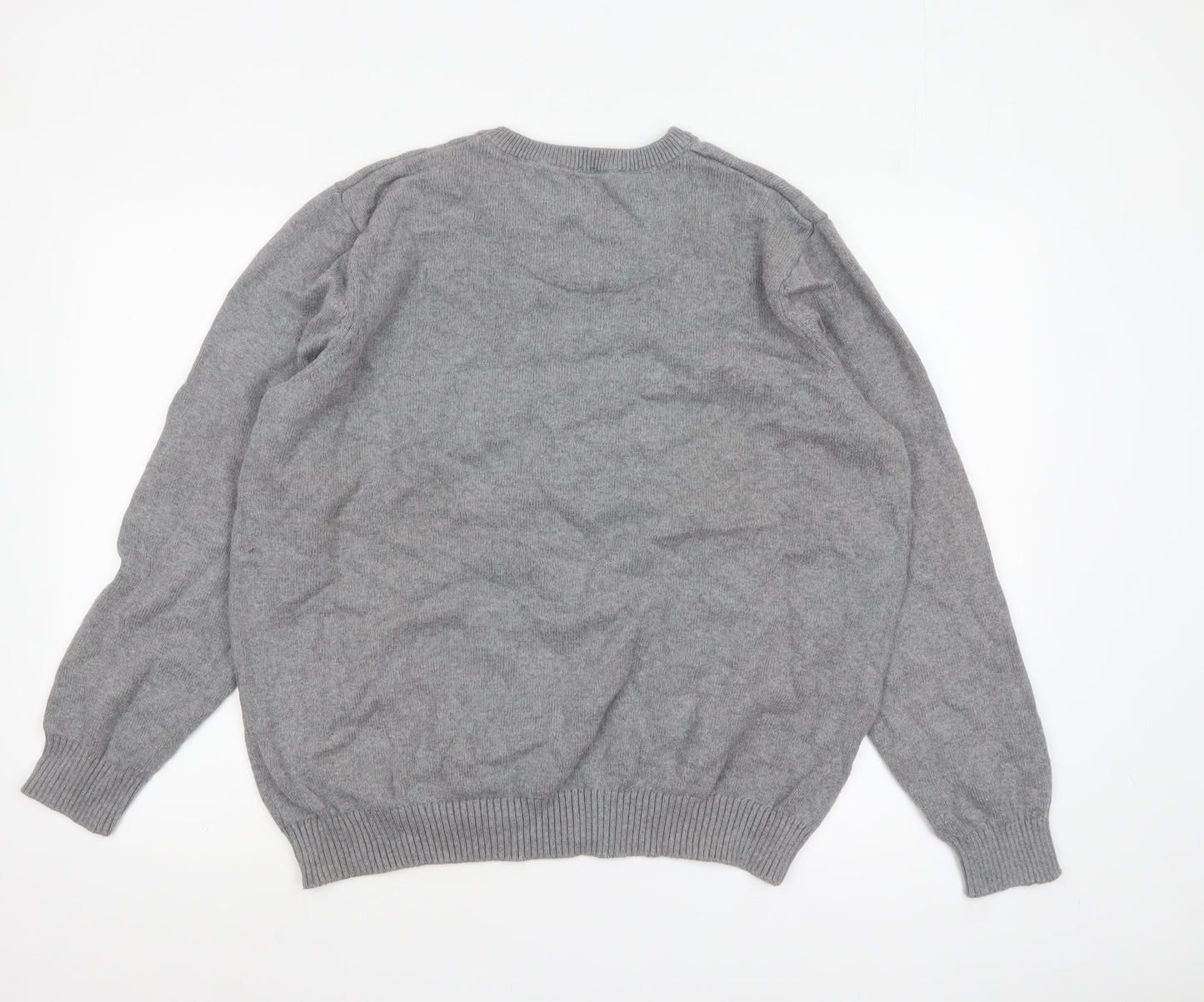 Maine New England Men's Grey Wool V-Neck Pullover Jumper XL
