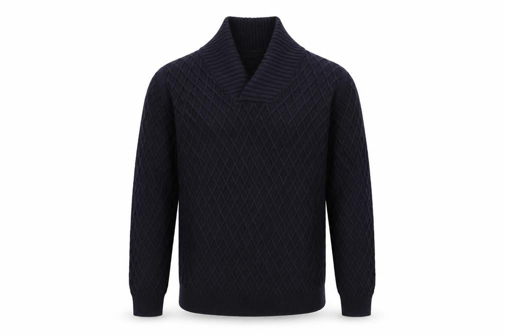 Massimo Dutti Men’s Black Cotton Cable Knit Roll Neck Jumper L