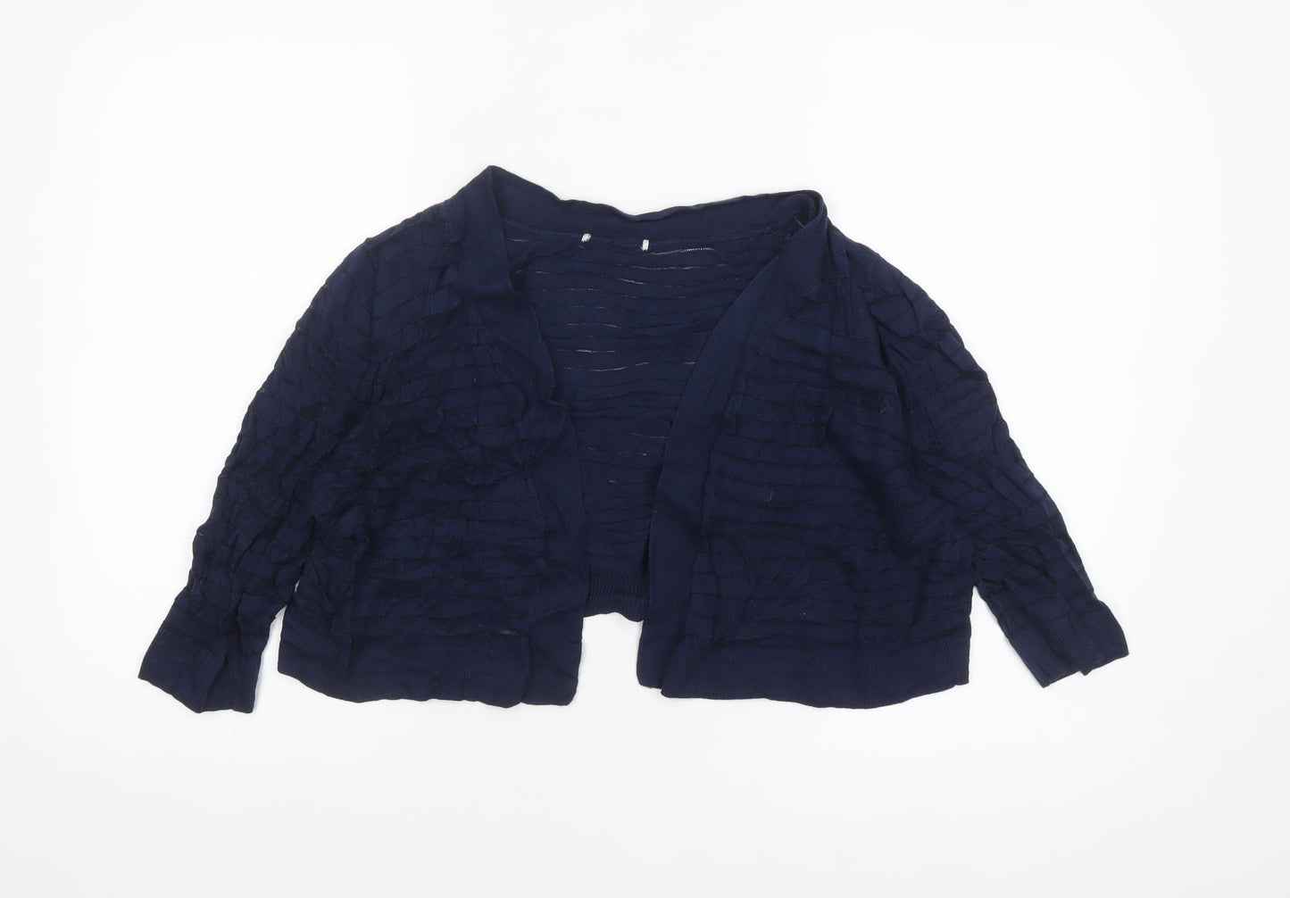 Tu Women Blue Open-Knit Cardigan Size 16 Lightweight Stretch