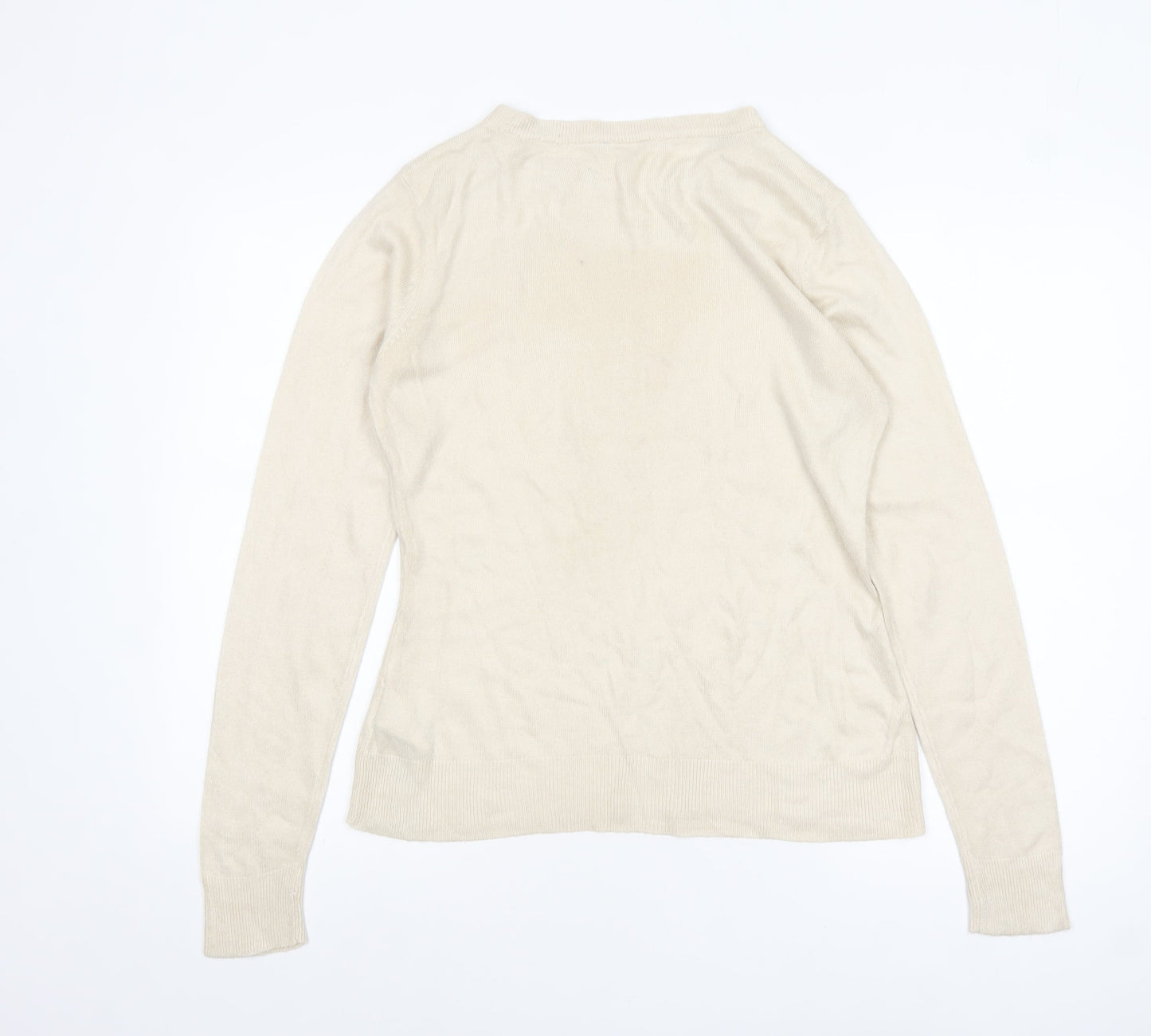 Beloved Women Beige Acrylic Button Detail Long Sleeve Jumper M