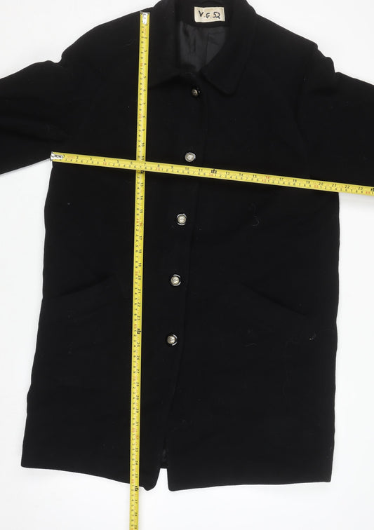 Eastex Women’s Black Pure Wool Long Overcoat Size 12 Vintage Lined