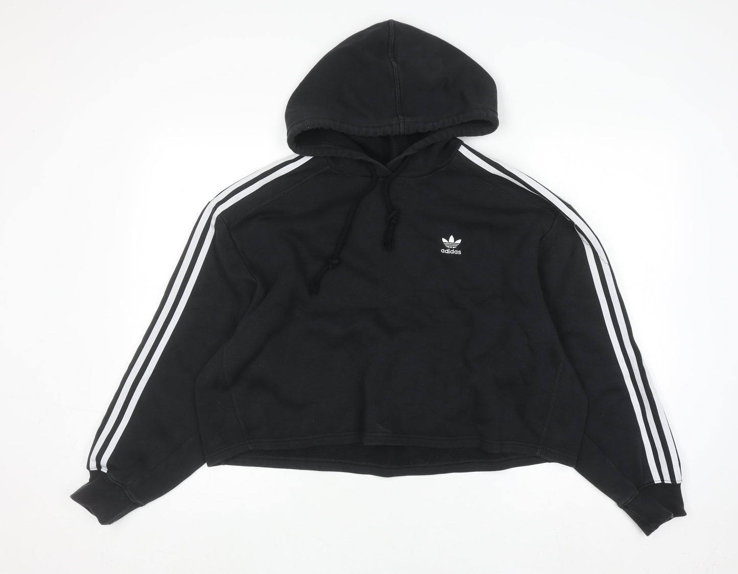 Adidas Womens Black Hoodie Size 10 Drawstring Hooded Sweatshirt