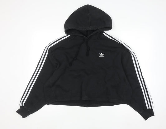 Adidas Womens Black Hoodie Size 10 Drawstring Hooded Sweatshirt