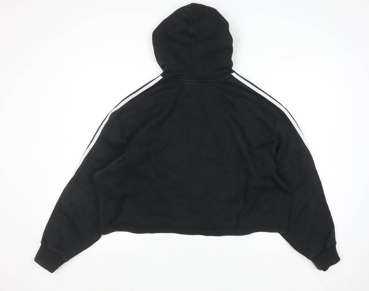 Adidas Womens Black Hoodie Size 10 Drawstring Hooded Sweatshirt