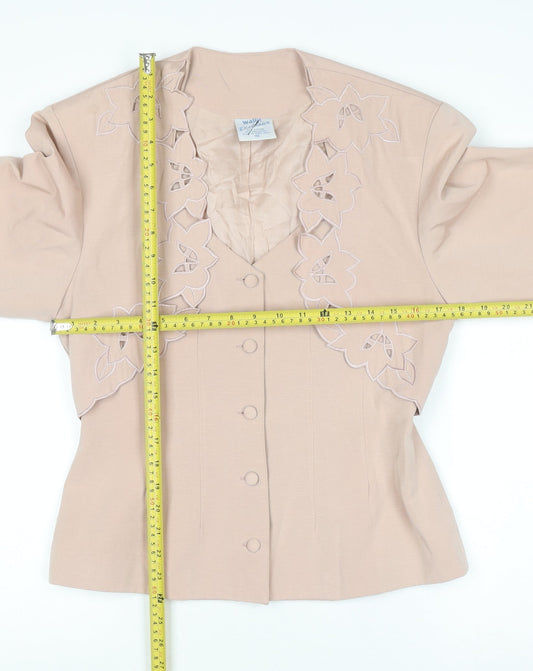 Wallis Women Beige Cotton Blend Vintage Blazer Jacket Size 10