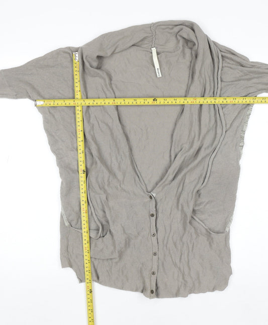 Firetrap Women Beige L Cardigan Lightweight Cotton Knit